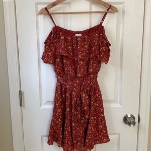 Red Floral Tie Front Dress